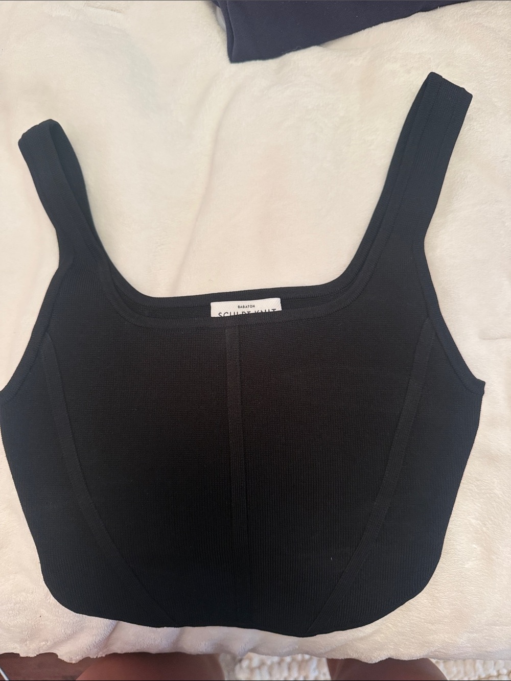 Aritzia Black Ribbed Square-Neck Crop Tank